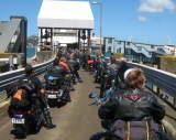 Loading up a whole heap of Harleys, 80-100 onto Ferry