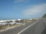 Kaikora with the ocean licking the highway