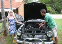 Mamma and Uncle Thor working on Mums car, I'm starting to show